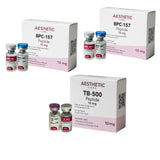 Protocolo peptídico BPC-157 + TB-500 Aesthetic Labs para recomposición, movilidad y alto rendimiento.